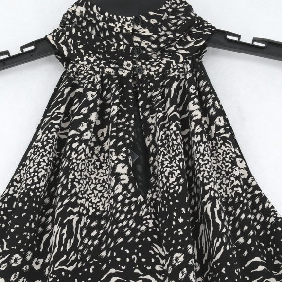 Joie Womens Top Black Animal Print Mock Neck Sleeveless Ruched Blouse Small - Picture 4 of 8